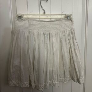 Blue Rain White Smocked Skater Mini Skirt